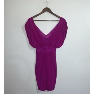 Victoria's Secret Large Hot Pink Dress Lace Zip Open Back Cocktail Evening Small